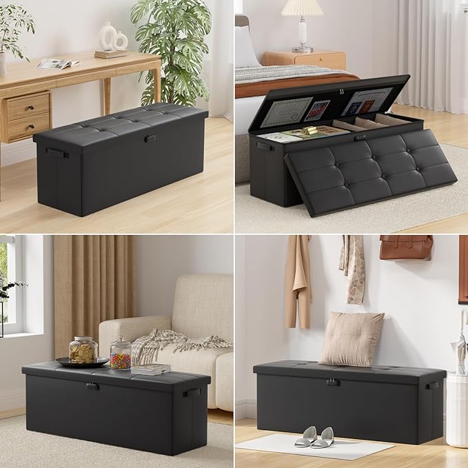 DocSafe Storage Ottoman Bench, Fireproof＆Waterproof Folding Bench - Image 3