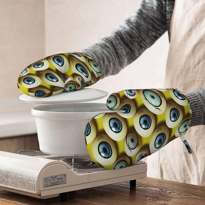 Eye Balls Print Oven Mitts Set of 2, Heat Resistant Silicone Oven Mittens Gloves - Image 8