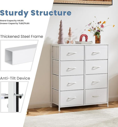 DUMOS Dresser for Bedroom with 8 Fabric Drawers, Tall Chest Organizer Units for - Image 6