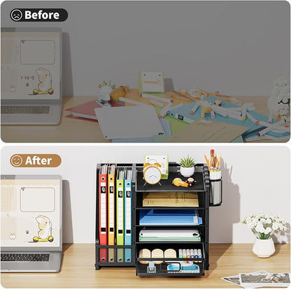 Marbrasse Desk Organizer with File Holder, 5-Tier Paper Letter Tray Organizer - Image 7