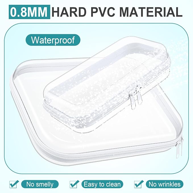 Sanwuta 6 Pcs Clear Hard Zipper Case Hard Plastic Zipper Pouches Transparent - Image 4