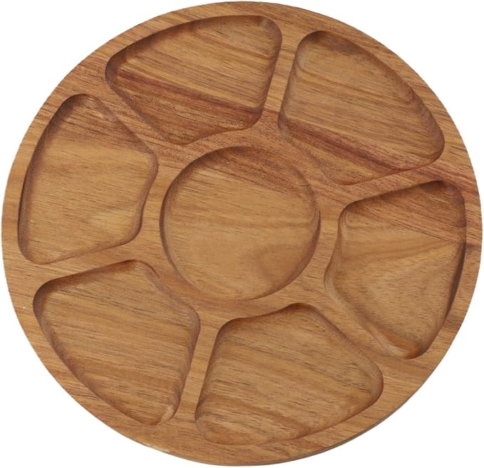 Wood Serving Tray with Compartments by Unknown