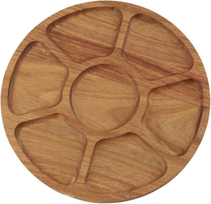 Wood Serving Tray with Compartments by Unknown
