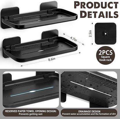 HINIHAO 2pc Wall Mounted Floating Shelf, Self Adhesive Small Shelf, No Drill - Image 2
