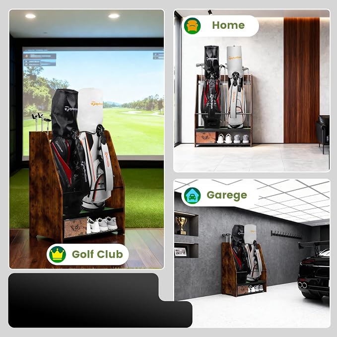 Golf Bag Organizer Rack – Large Wooden Golf Storage - Image 5