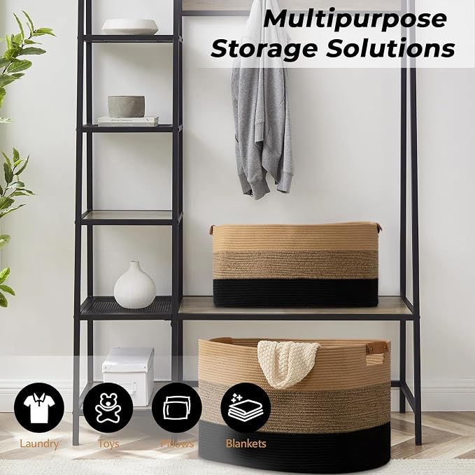 danpinera Large Blanket Basket for Living Room, 72 L Rectangle Toy Storage - Image 5