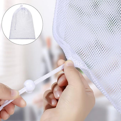 TecUnite 10 Pcs Mesh Bags Drawstring Laundry Bags Large Nylon Mesh Gift - Image 3