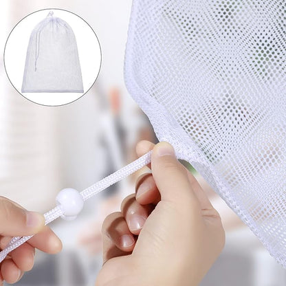 TecUnite 10 Pcs Mesh Bags Drawstring Laundry Bags Large Nylon Mesh Gift - Image 5