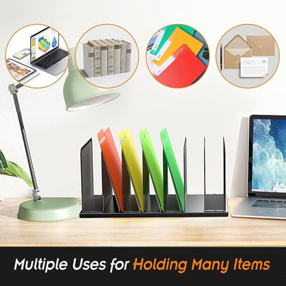 Kuntine.B Desk File Organizer 7 Upright Mesh Desktop Organizer File Sorter - Image 5