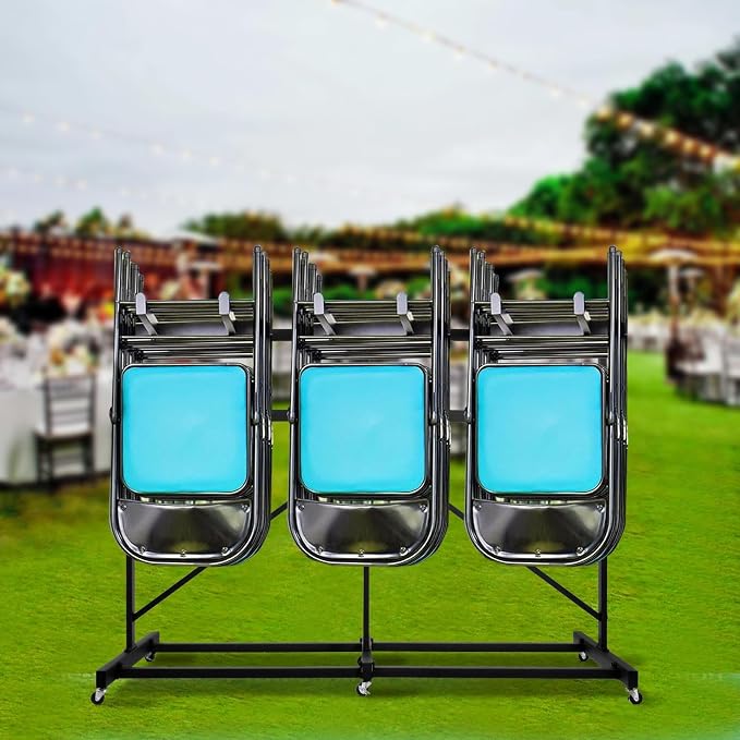 Folding Chair Rack, Heavy Duty Folding Chair Storage Rack Cart, 42 Chairs and - Image 9