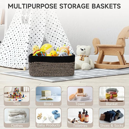 3-Pack Shelf Baskets for Organizing, Closet Organizer Bins, Small Woven Baskets - Image 5