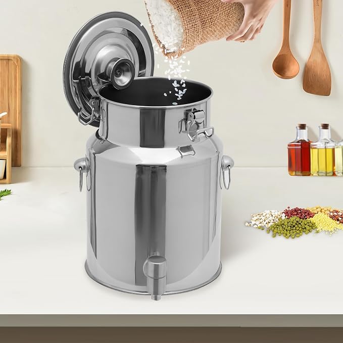 Milk Can Barrel Stainless Steel Beverage Drink Dispenser Large Capacity Storage - Image 3