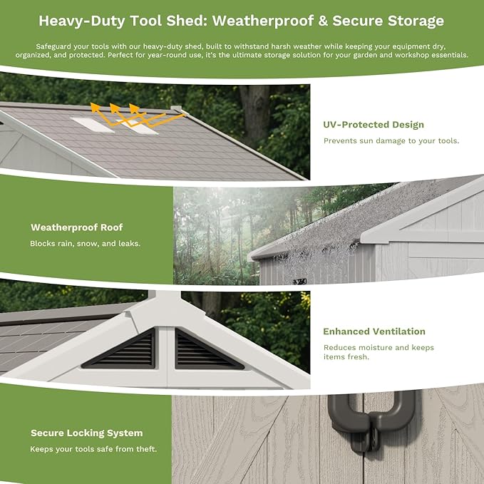 Patiowell 10x10 FT Outdoor Storage Shed, Plastic Shed - Image 4