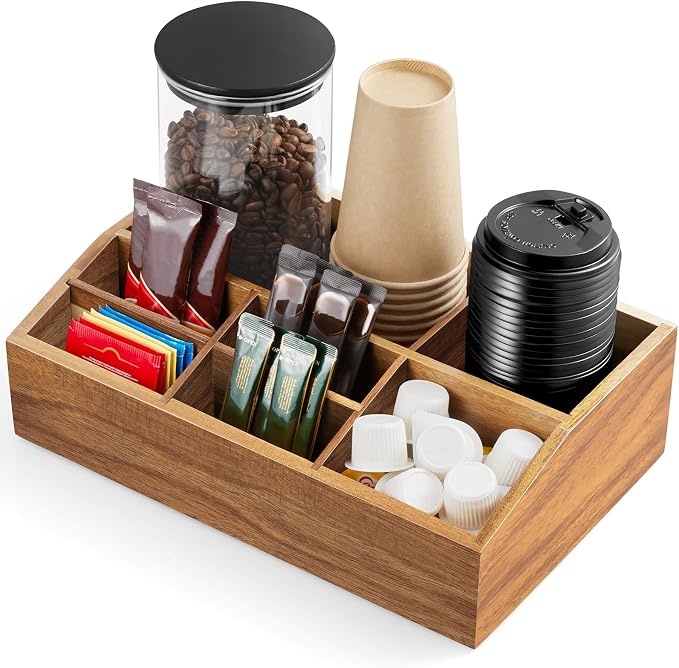 ALELION Acacia Wood Coffee Station Organizer by ALELION