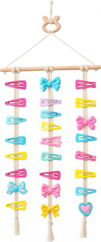 Macrame Hair Clips Organizer, Wall Hanging Hair Accessories Holder and Storage by Unknown