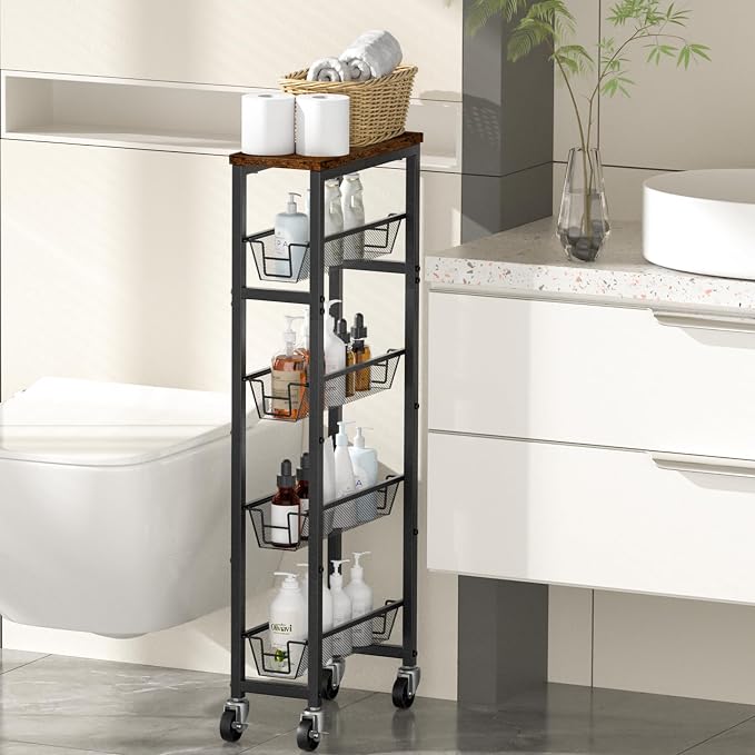 Honest Slim Storage Cart 4-Tier Slim Rolling Cart - Image 6