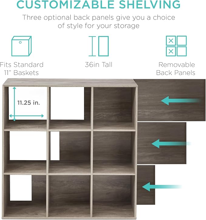 Best Choice Products 9-Cube Storage Organizer, 11in Shelf Opening, Display Shelf - Image 4