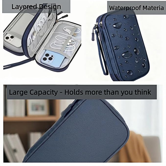 Portable Waterproof Double Layers All-in-One Storage Bag, Travel Cord - Image 3