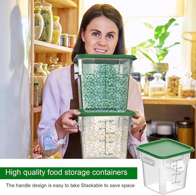 FoldTier 2 Pieces Square Food Storage Containers Polycarbonate Clear Food - Image 4