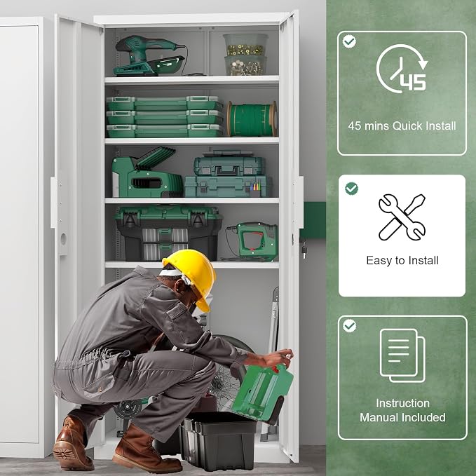 Metal Locking Cabinet, Heavy Duty Tall Cabinet - Image 4