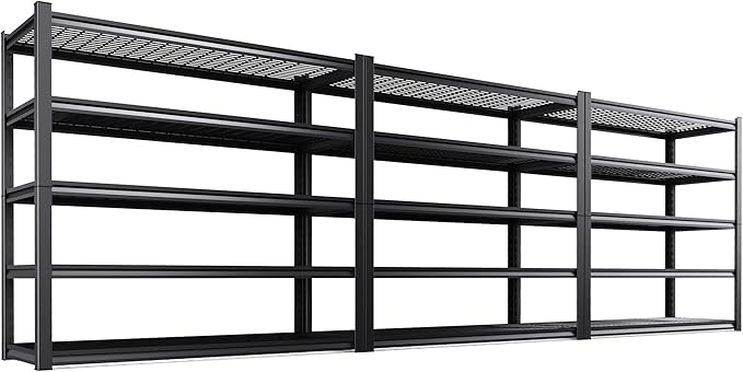Set of 3 Heavy Duty Garage Shelving 5T Storage Shelves, Adjustable Metal by AOAORGG