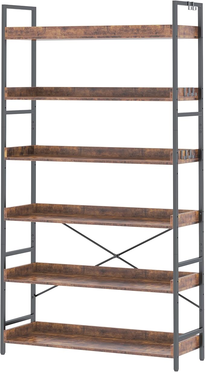 HCHQHS Bookshelf, Adjustable Industrial Bookcase, Vertical Tall Book Shelf by HCHQHS