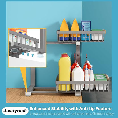 Under Sink Organizer, 2 Packs 2 Tier Gray Under Sink Organizers and Storage - Image 4