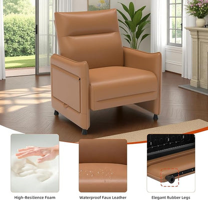 3-Piece Living Room Sofa Set, Faux Leather Loveseat & Accent Chairs Set of 2 - Image 4