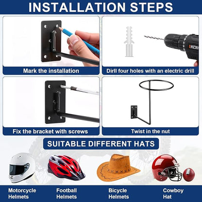 3 Pack Helmet Hanger Wall Mount Motorcycle Helmet Rack Metal Ball Holder - Image 4