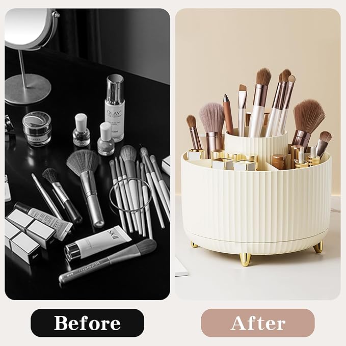 360° Rotate Makeup Brush Holder Organizer, Makeup Organizers Countertop - Image 7