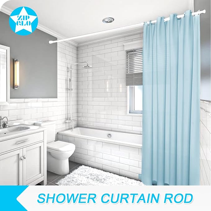 Shower Curtain Rod White Tension Rod 45 to 77 Inch Spring Curtain Shower rod - Image 2