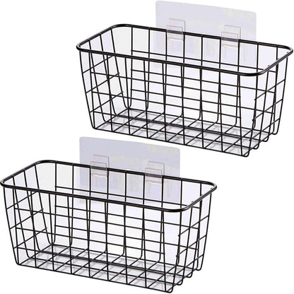 Black Hanging Wall Baskets, inside cabinet door organizer, Adhesive Wire Wall by HDYOUDO