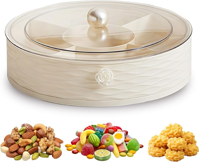 Modern Luxury Snack Box with Lid – Elegant Dry Fruit, Nut & Candy Organizer Tray by Unknown