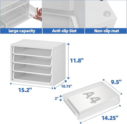 Simple Trending Desk File Organizers, 4-Tier Letter Tray Paper Organizer - Image 8