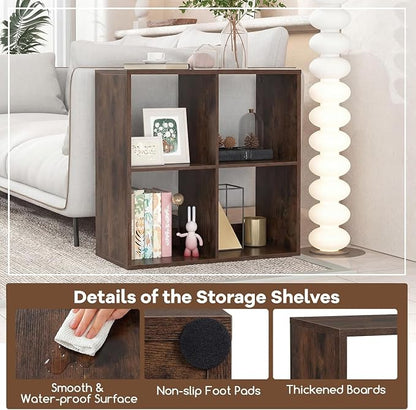 POWERSTONE 4 Cube Storage Organizer, 2 Tier Cubby Bookshelf Freestanding - Image 7