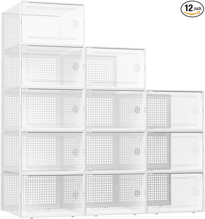 Kuject XX-Large Shoe Storage Boxes 12 Pack, Entryway & Under-Bed Storage by Kuject