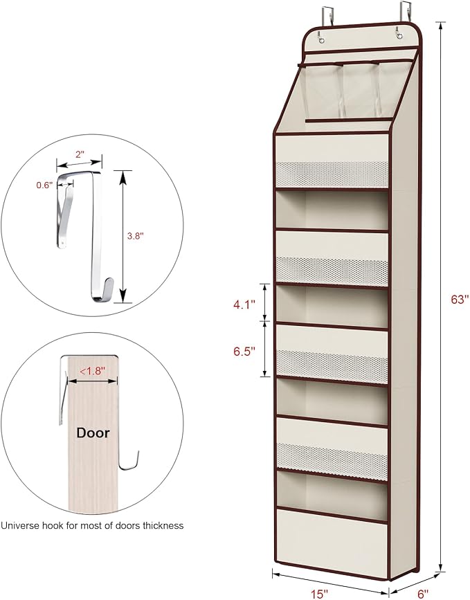 Univivi 6-Shelf Over Door Hanging Organizer Fabric Baby Door Storage - Image 3
