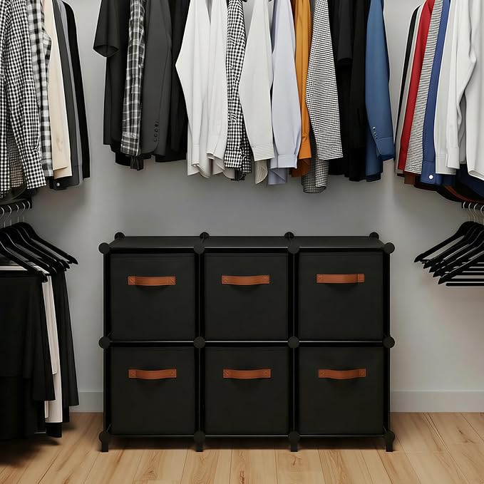 Cube Storage Organizer with Storage Bins, 6-Cube Shelves Units with 6 Organizer - Image 2