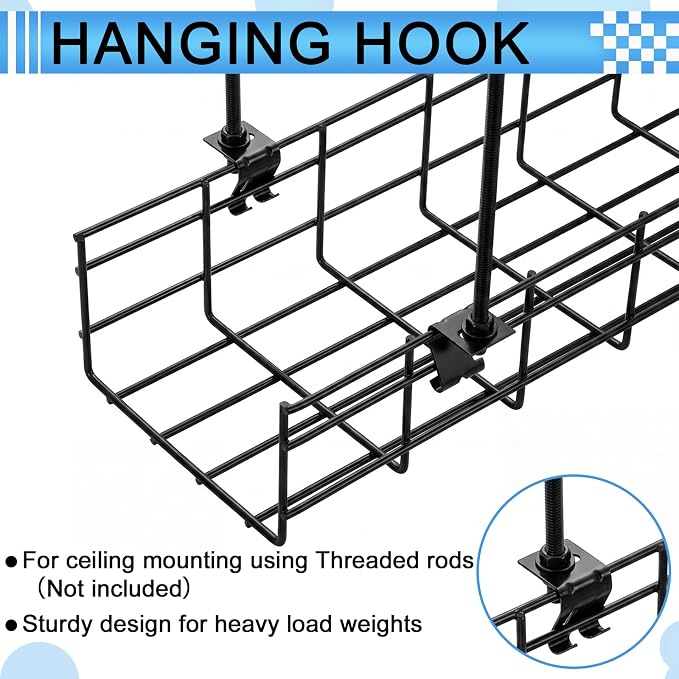 10 Pcs Wire Mesh Cable Tray Ceiling Hanging Hook, Basket Tray Ceiling Support - Image 4
