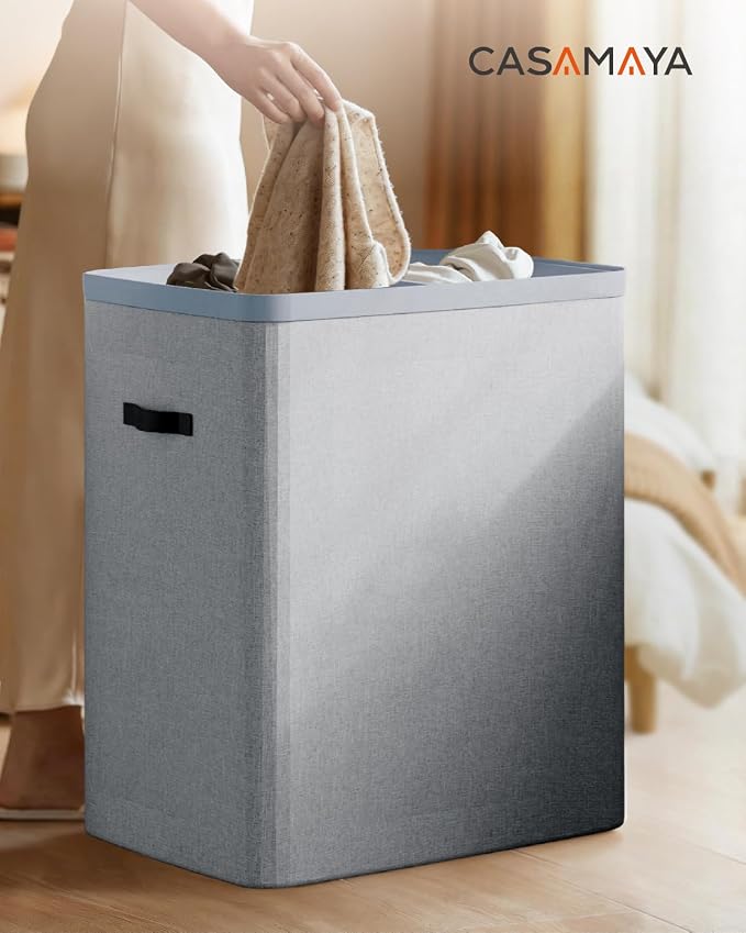 CASAMAYA Laundry Basket with Lid, Laundry Hamper 2 Section, 170L collapsible - Image 7