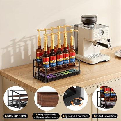 Coffee Syrup Rack Organizer, 3-Tier 10 Bottle Syrup Rack - Image 5
