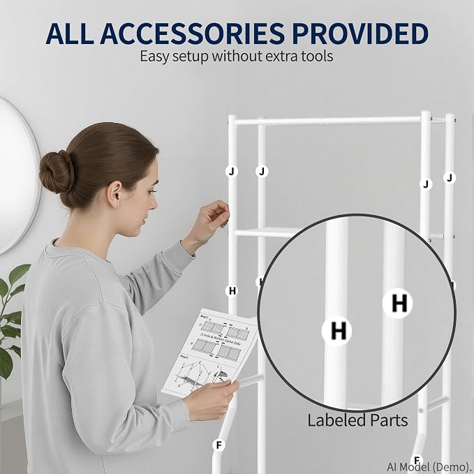 GloTika 3-Tier Over Toilet Storage Rack, Metal Over Toilet Bathroom Organizer - Image 9