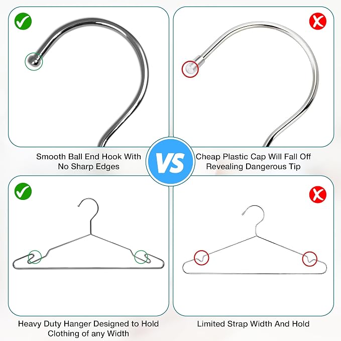 Chrome Metal Hangers, Heavy Duty Clothes Hangers - Image 4