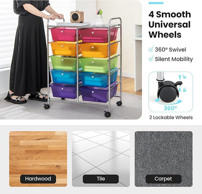 Giantex 10 Drawers Rolling Cart, Classroom Organizers, Storage Cart - Image 6