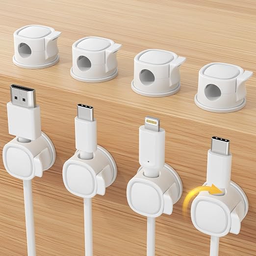 8Pack Rotatable Cord Organizer, Spring Cable Clips by INCHOR