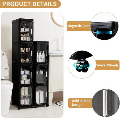 5-Tier Tall Narrow Slim Bathroom Storage Cabinet, Adjustable Shelves, Fits - Image 4