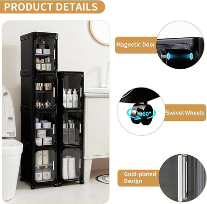 4-Tier Tall Narrow Slim Bathroom Storage Cabinet, Adjustable Shelves, Fits - Image 4