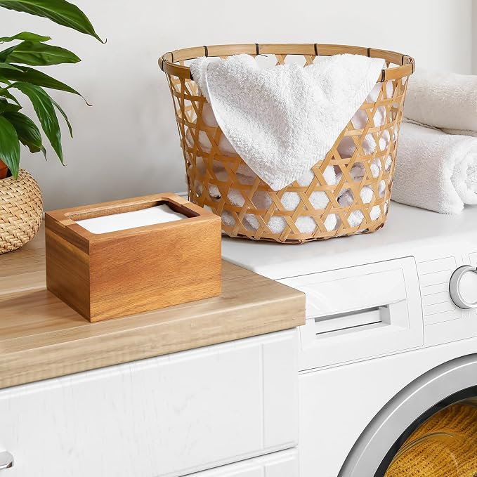 Dryer Sheet Holder, Acacia Wood Laundry Sheets Container, Laundry Room - Image 6