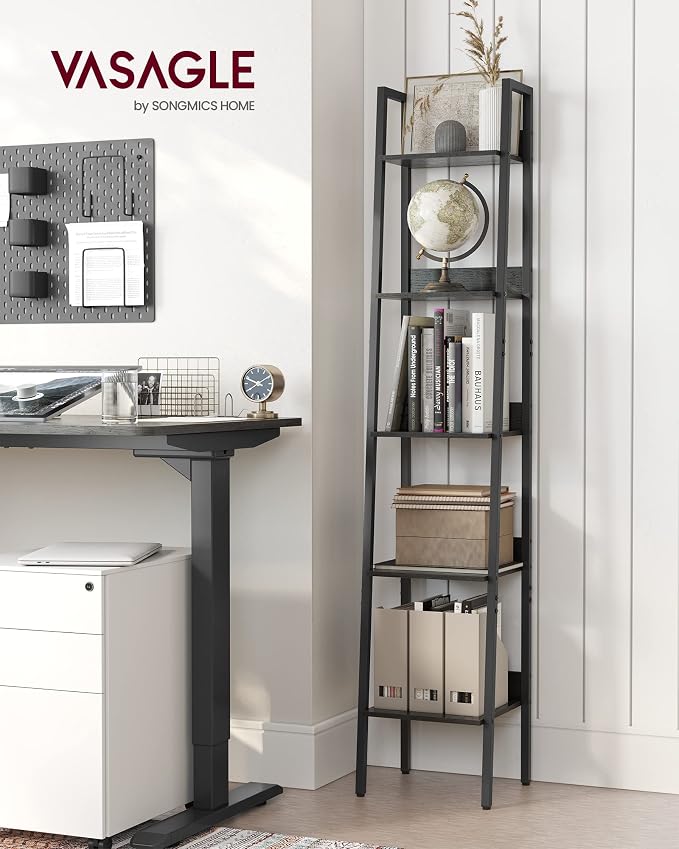 VASAGLE Bookshelf, 5-Tier Narrow Book Shelf, 11.8 x 13.3 x 66.9 Inches - Image 2