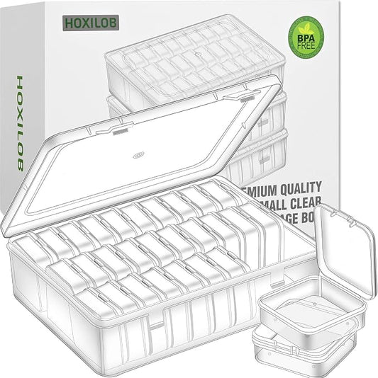 Bead Organizer Box, Craft Storage Box Features Hinged Lid and Labels, Mini Boxes by HOXILOB